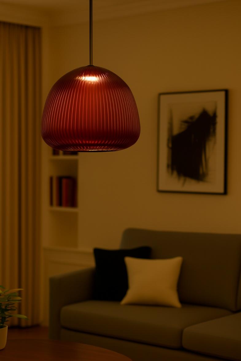 Modern Red Glass Dome Pendant Hanging Light